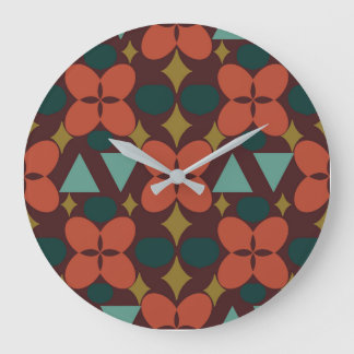 Mid Century Modern Flower Diamond Red Large Clock