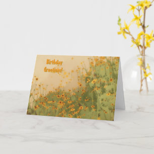 Mid-Century Modern Flower Floral Art Birthday Card