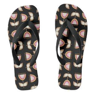 Mid Century Modern Flower Garden Pattern Jandals