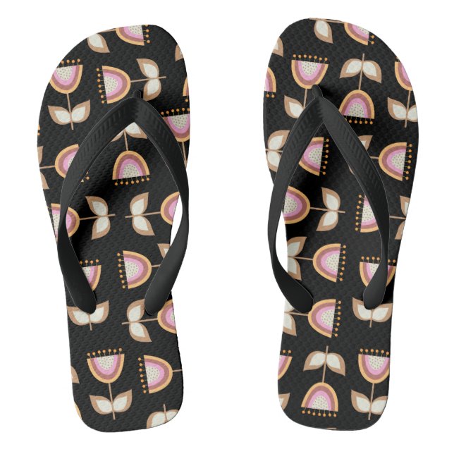 Mid Century Modern Flower Garden Pattern Jandals (Footbed)