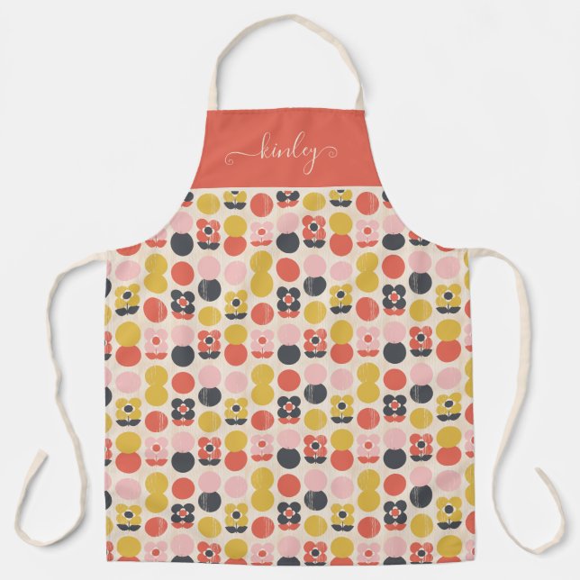 Mid-Century Modern Flower Pattern Apron (Front)