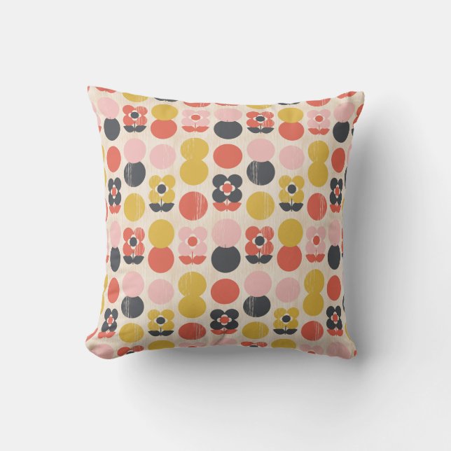 Mid-Century Modern Flower Pattern Cushion (Front)