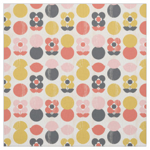 Mid-Century Modern Flower Pattern Fabric