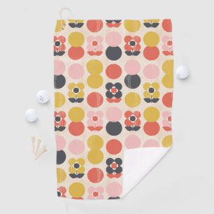 Mid-Century Modern Flower Pattern Golf Towel