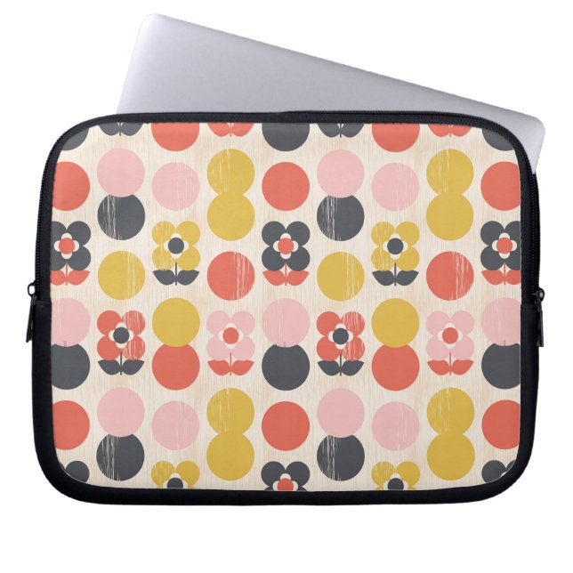 Mid-Century Modern Flower Pattern Laptop Sleeve (Front)
