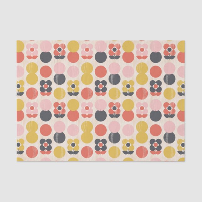 Mid-Century Modern Flower Pattern Tissue Paper (Front)