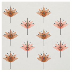 Mid Century Modern Flowers Orange Fabric
