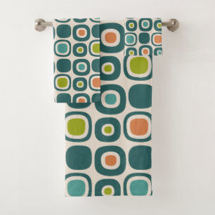 Mid Century Modern Garden Path Pattern Bath Towel Set