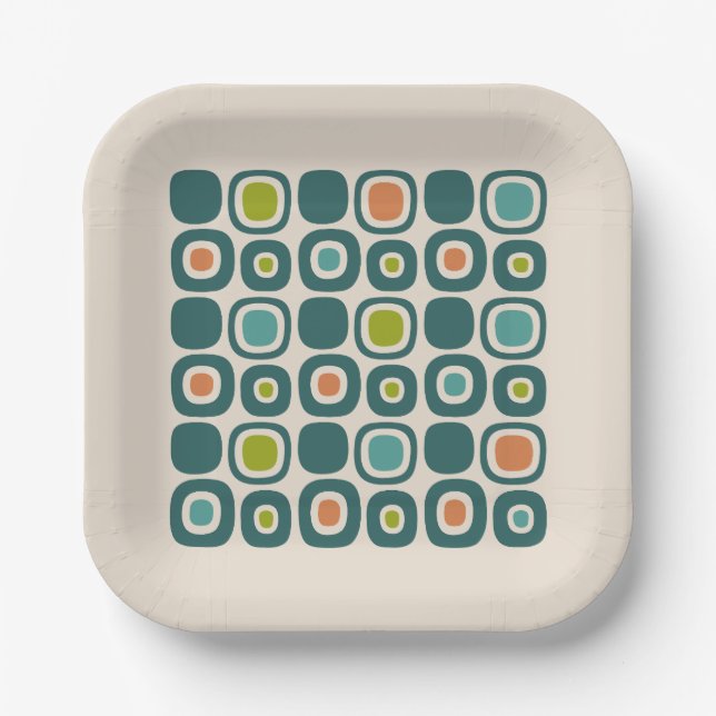 Mid Century Modern Garden Path Pattern Paper Plate (Front)