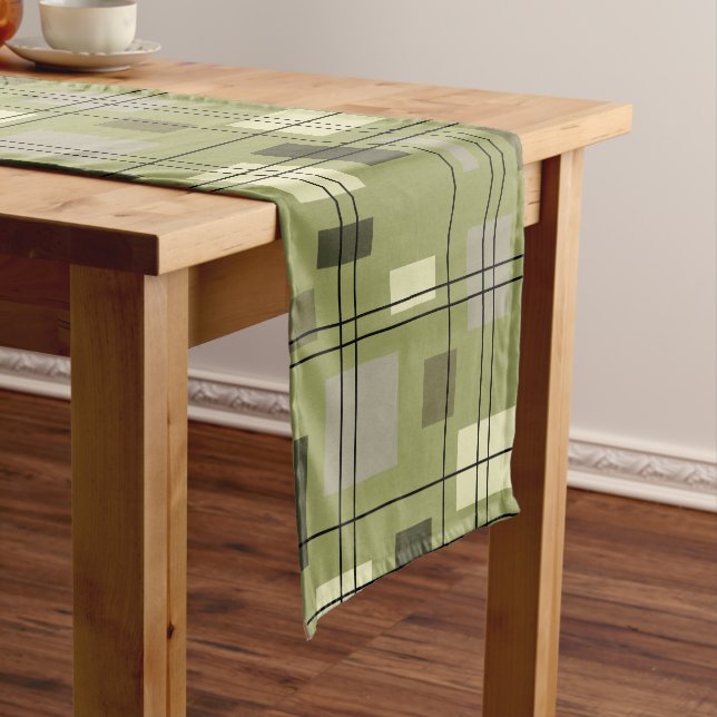 Mid Century Modern Geometric 18 Short Table Runner (In Situ)