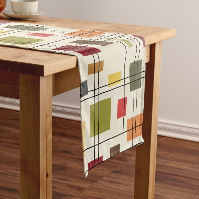 Mid Century Modern Geometric 1 Short Table Runner (In Situ)