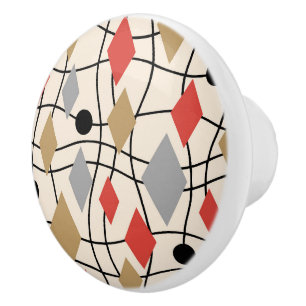 Mid Century Modern Geometric Abstract Ceramic Knob