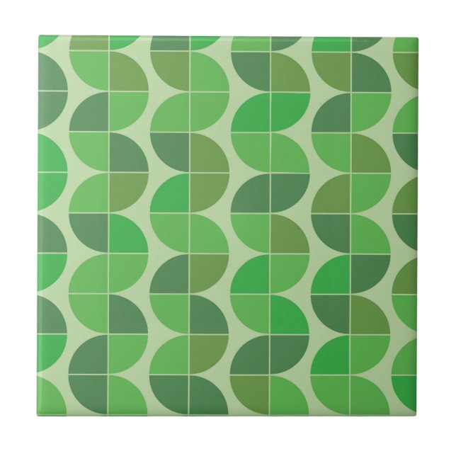 Mid Century Modern Geometric Abstract green   Tile (Front)