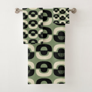 Mid Century Modern Geometric Abstract Pattern Bath Towel Set