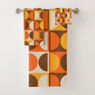 Mid Century Modern Geometric Abstract Pattern Bath Towel Set