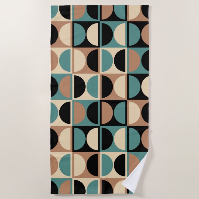 Mid Century Modern Geometric Abstract Pattern Beach Towel (Front)