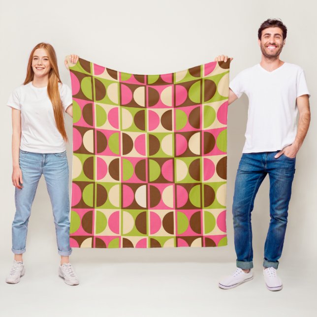 Mid Century Modern Geometric Abstract Pattern Fleece Blanket (In Situ)
