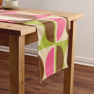 Mid Century Modern Geometric Abstract Pattern Short Table Runner