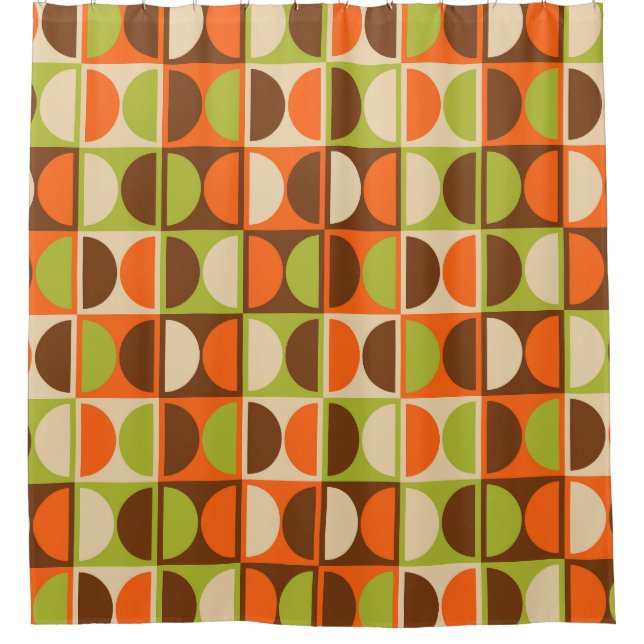 Mid Century Modern Geometric Abstract Pattern Shower Curtain (Front)