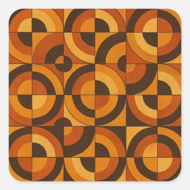 Mid Century Modern Geometric Abstract Pattern Square Sticker (Front)