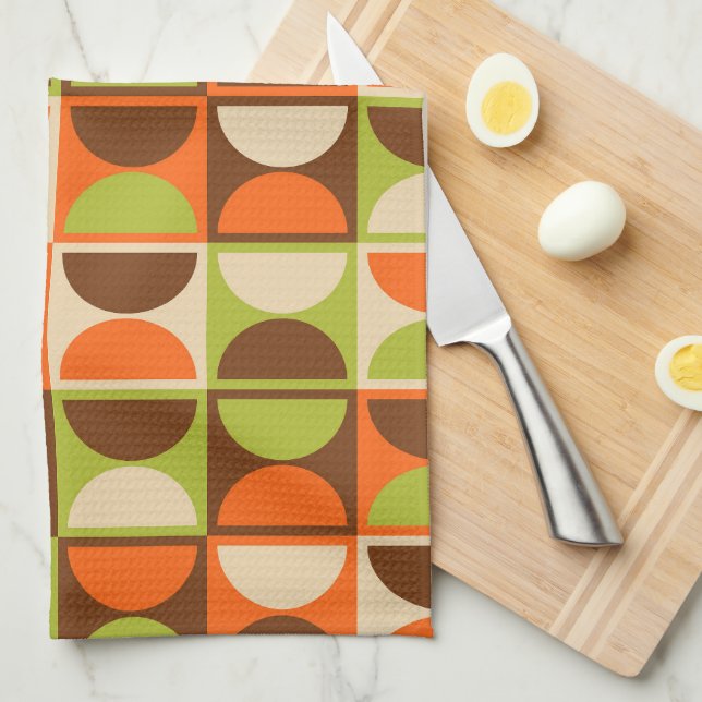 Mid Century Modern Geometric Abstract Pattern Tea Towel (Quarter Fold)