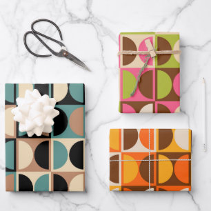 Mid Century Modern Geometric Abstract Pattern Wrapping Paper Sheet