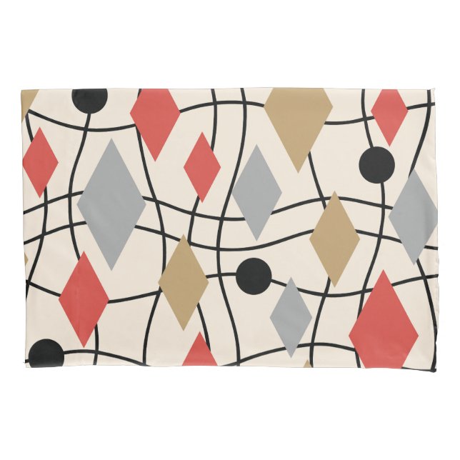 Mid Century Modern Geometric Abstract Pillowcase (Front-Left)
