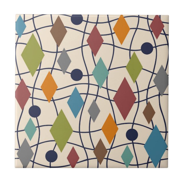 Mid Century Modern Geometric Abstract Tile (Front)