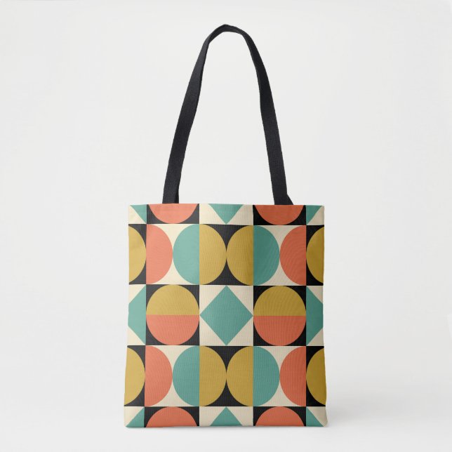 Mid Century Modern Geometric Abstract Tote Bag (Front)
