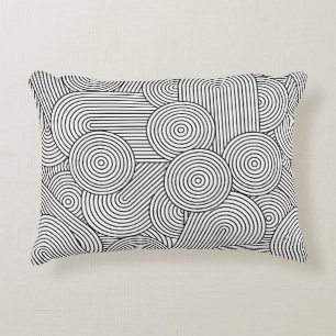 Mid Century Modern Geometric Arch Black White Decorative Cushion
