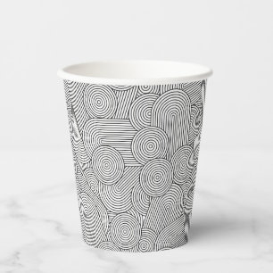 Mid Century Modern Geometric Arch Black White Paper Cups