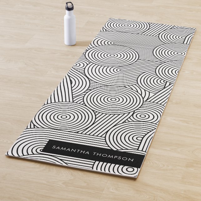 Mid Century Modern Geometric Arch Black White Yoga Mat (In Situ)