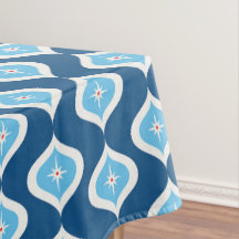 Mid-Century Modern geometric blue and white
