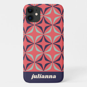 Mid Century Modern Geometric Blue Red Personalised Case-Mate iPhone Case