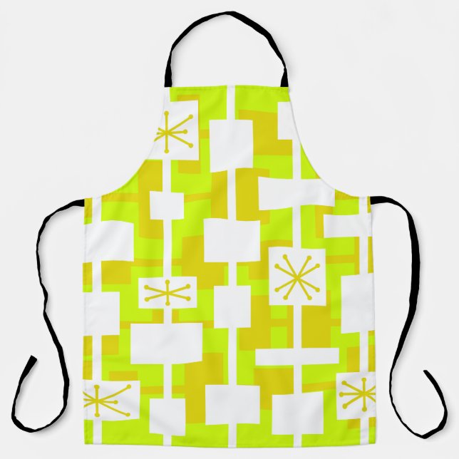 Mid Century Modern Geometric Chartreuse Apron (Front)