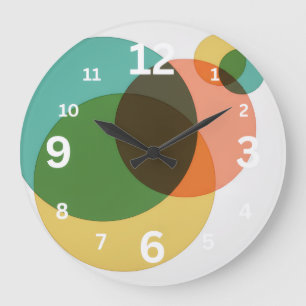 Mid-Century Modern Geometric Circles Retro Abstrac Large Clock