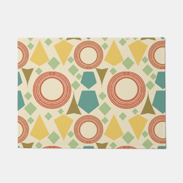 Mid Century Modern Geometric Colourful Doormat (Front)