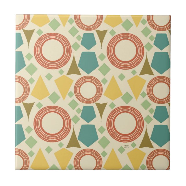 Mid Century Modern Geometric Colourful Tile (Front)