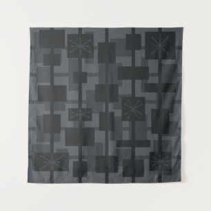 Mid Century Modern Geometric Dark Grey Tapestry