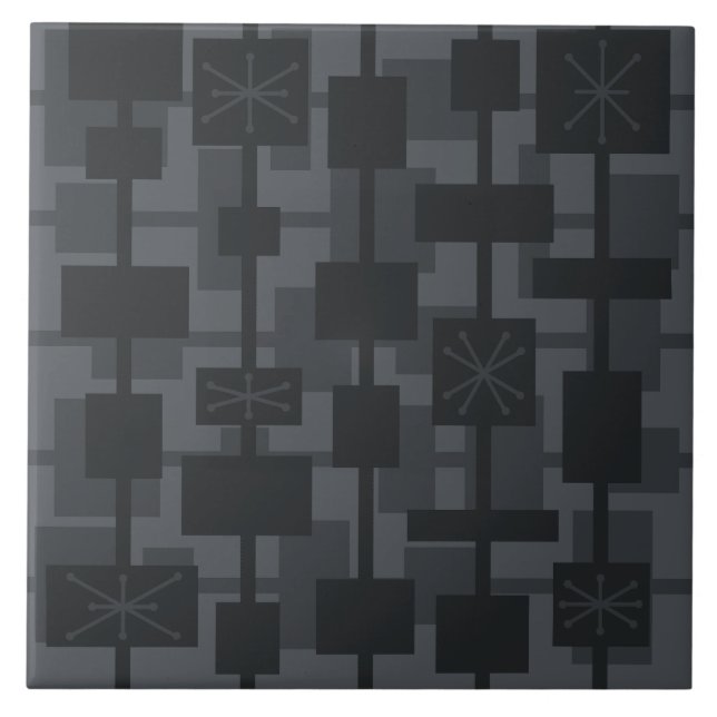Mid Century Modern Geometric Dark Grey Tile (Front)
