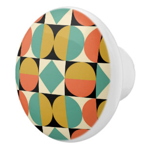 Mid Century Modern Geometric Design Ceramic Knob