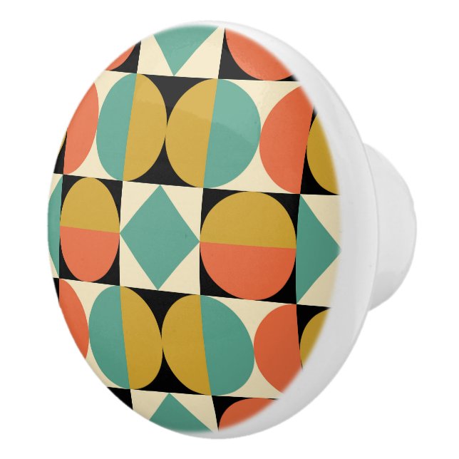 Mid Century Modern Geometric Design Ceramic Knob (Right)