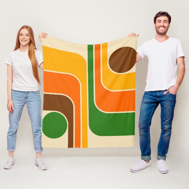 Mid Century Modern Geometric Design Fleece Blanket (In Situ)