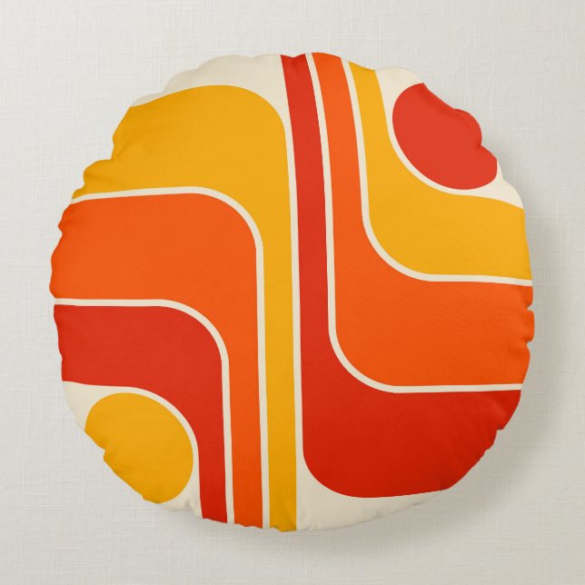 Mid Century Modern Geometric Design Round Cushion (Front)