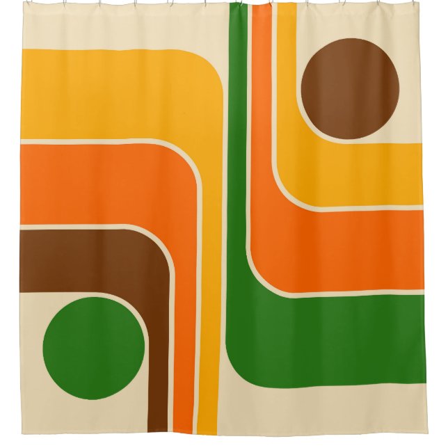 Mid Century Modern Geometric Design Shower Curtain (Front)