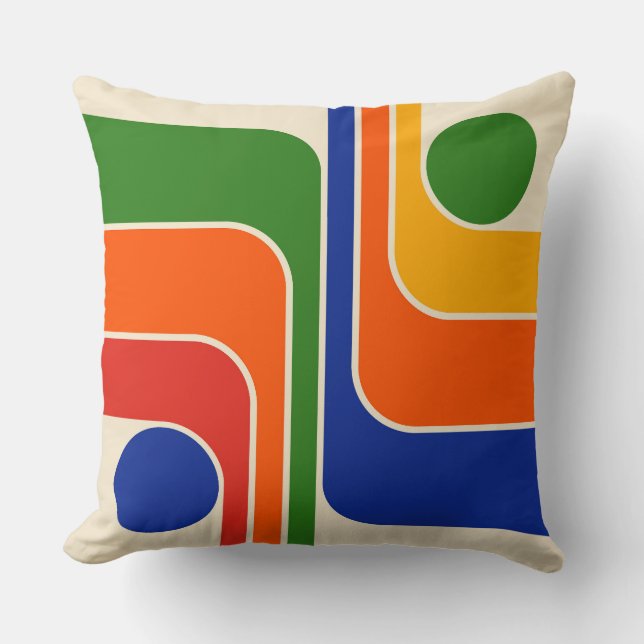 Mid Century Modern Geometric Design Throw Pillow (Front)