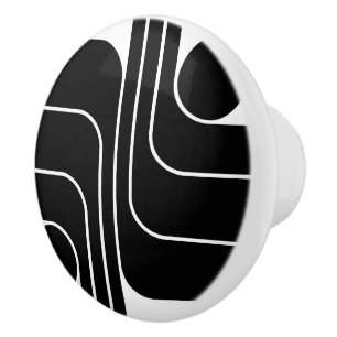Mid Century Modern Geometric Design Throw Pillow Ceramic Knob