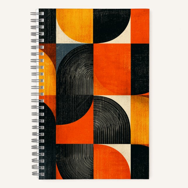 Mid Century Modern Geometric Fall Colours Notebook (Front)