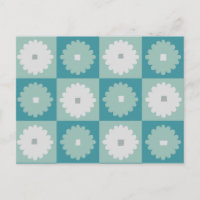 Mid Century Modern Geometric Flowers Postcard