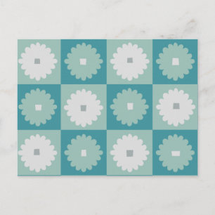 Mid Century Modern Geometric Flowers Postcard